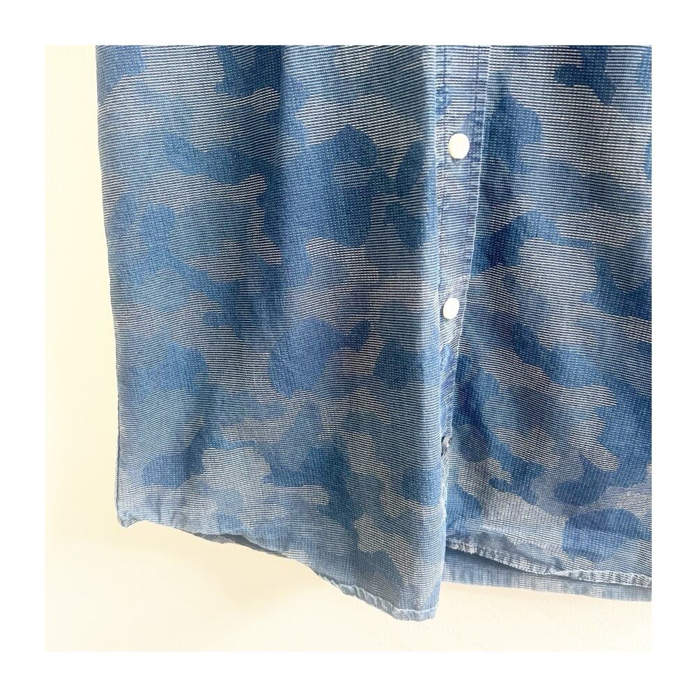 Taylor Stitch Mens Size 40 Blue Camo Cotton Short Sleeve Button Down Preppy - Picture 6 of 12